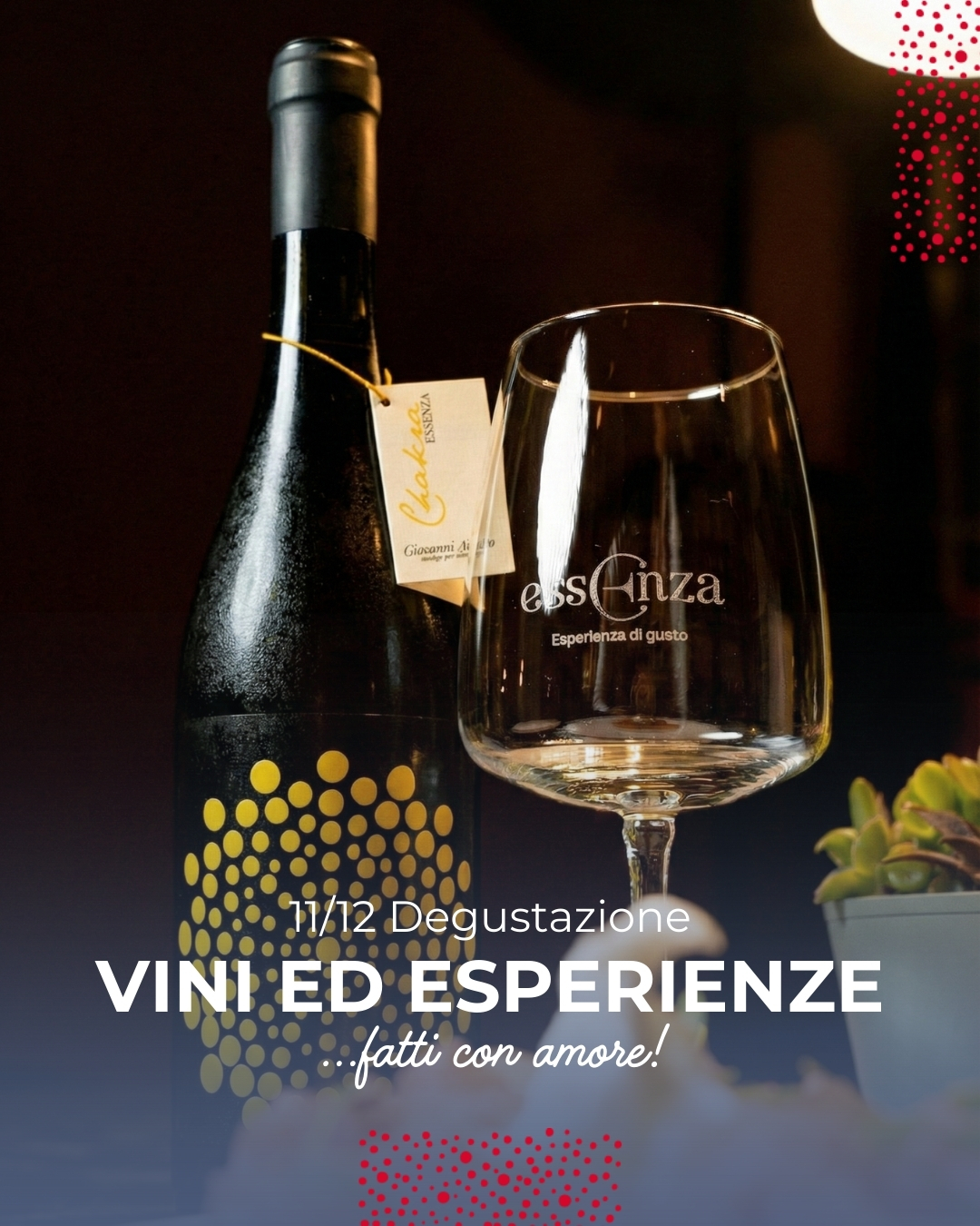 Cena Degustazione Essenza Ristorante Policoro Cena Degustazione 11 Dicembre - Tavola apparecchiata con bottiglia e calice